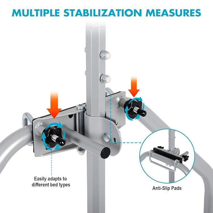 FAHKNS Heavy Duty Trapeze Bar for Bed Mobility - Adjustable Trapeze Bar，Trapeze Bars for Elderly, Post Operative & Injury Rehabilitation，Maximum Load Capacity 220 LBS