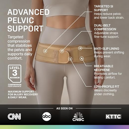 Modvel Pelvic Support Belt, Posture Corrector for Women & Men, Back Brace for Lower Back Pain, Hip & Waist Trainer for Women, Sciatica Pain Relief Support, Waist Cincher, Comfortable Daily Wear