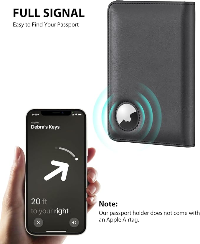 Stouchi AirTag Passport Holder – Slim RFID Travel Wallet | Ultra-slim, Waterproof PU Leather, 5 Card Slots, RFID Blocking, AirTag Slot – Perfect for US Passports