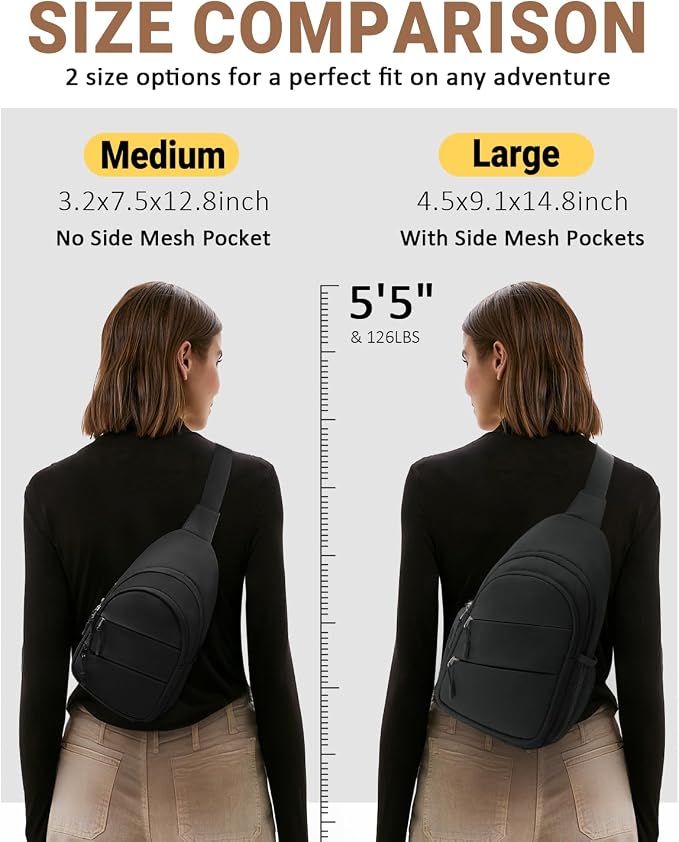 Tuwubi Crossbody Bags for Women, Sling Bag for Men | Small Hiking Backpack Shoulder Bag Lightweight for Outdoors Travel
