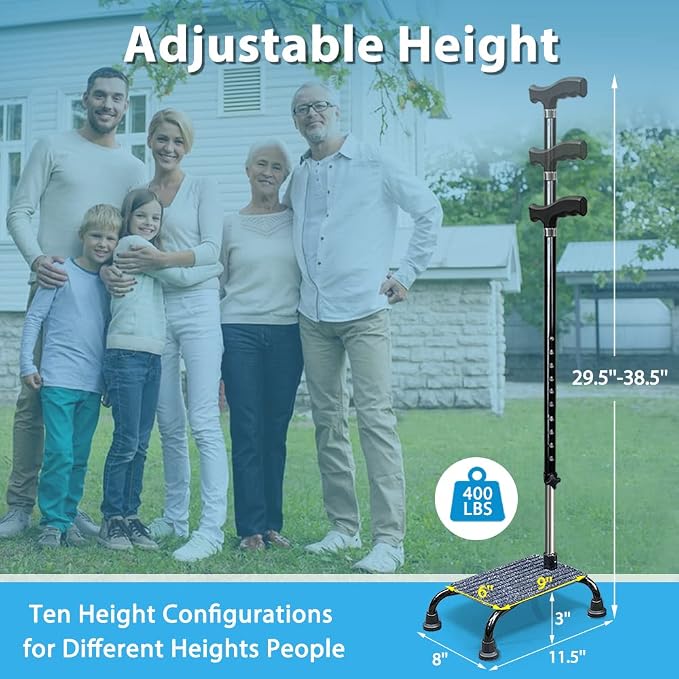 Stair Climbing Cane Lifts for Seniors Half Steps Assist Walking Sticks Elderly Stair Walker Devices Standing Aid Adjustable Mobile Portable Stairlifts 4 Prong Helper Up and Down Stairs