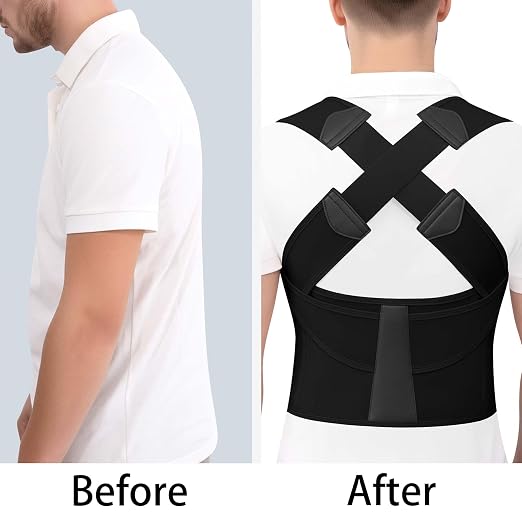 Back Brace Posture Corrector for Women and Men Upgraded Dynamic Traction Correction System Adjustable Shoulder Support Straightener Helps Reduce Upper Lower Back Pain Suitable for Hump Scoliosis Black X-Large