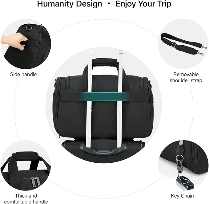 Hanke Underseat Carry On luggage Bags for Travel, Foldable Travel Bags for Women, Soft Lightweight Personal Item Travel Bag Small Carry On Bags for Airplanes, Travel Tote Bags for Women Men.（Black）