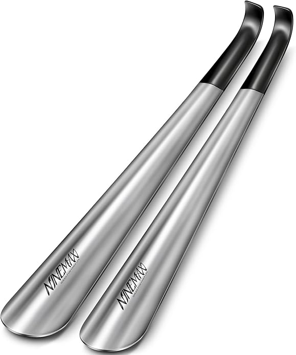 NINEMAX Shoe Horn Long Handle Metal 16.5" for Boot, Long Shoe Horns for Seniors for Men, Women