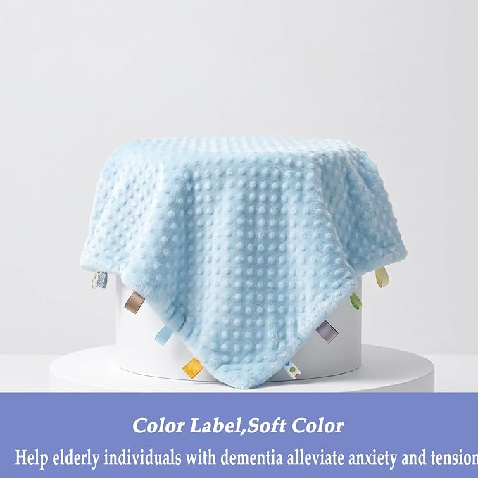 Fidget Blanket for Adults with Dementia, Sensory Mat for Alzheimers Patients, Dementia Activites for Senior (Light Blue)