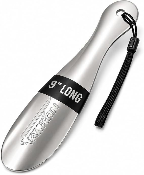 FALKON 9" Metal Shoe Horn – Heavy-Duty Stainless Steel Shoehorn for Men & Women, Compact Travel Shoe Helper