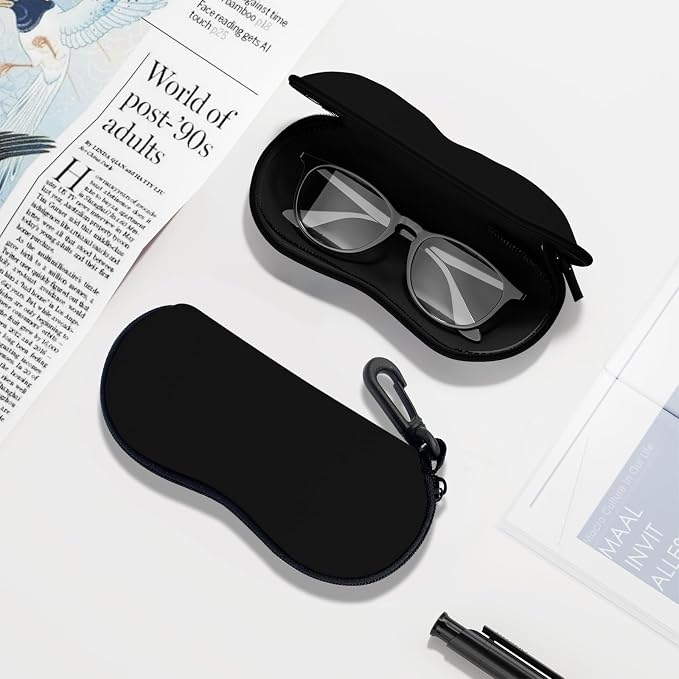 Sunglasses Soft Case, Ultra Light Portable Neoprene Zipper Glasses Case for Men Women
