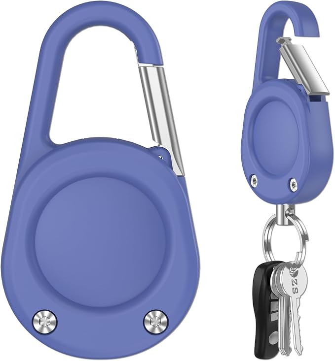 for Airtag Keychain,IPX8 Waterproof AirTag Holder with Carabiner,Hard PC,Lock Clip,Universal Wheel Keyring,Air Tag Keychain for Apple Airtag (Blue 1 Pack)