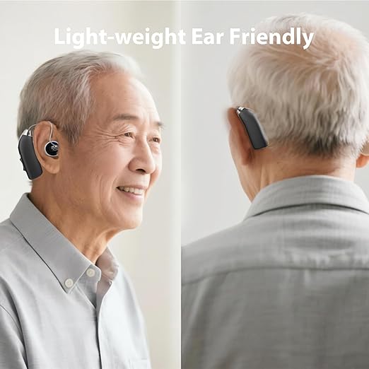 Hearing Aids for Seniors, Rechargeable Hearing Aids for People with Hearing Loss, Hearing Amplifier for Adults, Quality Sound, Intelligent Noise Cancellation, Standby 101h, Comfortable Wearing Black