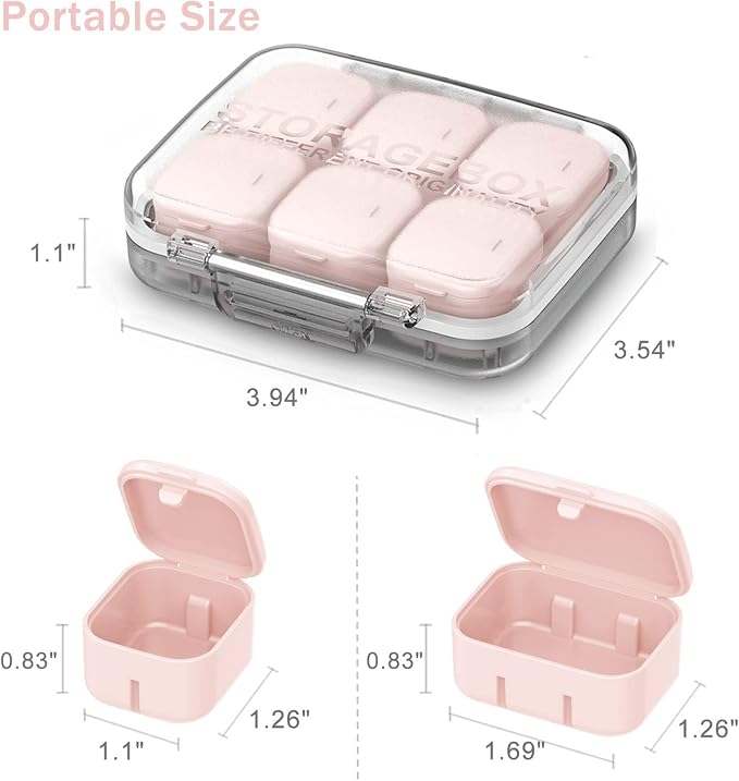 4/6 Grid Free Assembly Travel Medicine Organizer 10 Day Pill Organizer Portable Pill Box Waterproof Pill Case Daily Medication Carry Case for Vitamins, Fish Oils, Supplements