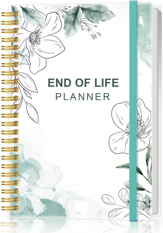 End of Life Planner – Final Arrangements Organizer for Beneficiary, Will Preparation, Last Wishes & Funeral Planning, 5.8" x 8.5", Teal Floral
