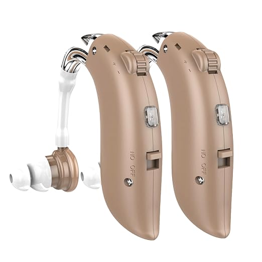 DELLONA High-Performance Hearing Aids for Seniors, OTC Rechargeable Hearing Aid for People with Severe Hearing Loss with Intelligent Noise Reduction (Pair), 4 Modes - Comfortable Hearing Aid devices for elderly, Over The Counter Hearing Aids (Beige - C)