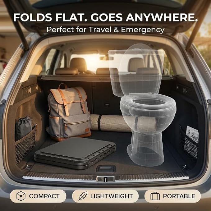 Camping Portable Toilet for Travel Adults Collapsible Foldable Potties with Lid Liner Outdoor Travel Toilet Boat Emergency Must Have Personal Care Products for Adult Kid Dry Multifunctional
