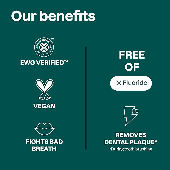 ATTITUDE Fluoride-Free Whitening Toothpaste, Peppermint Flavor, Vegan & Cruelty-Free, Sugar-Free, Plant & Mineral-Based Ingredients, Clean Oral Care, 4.2 Oz