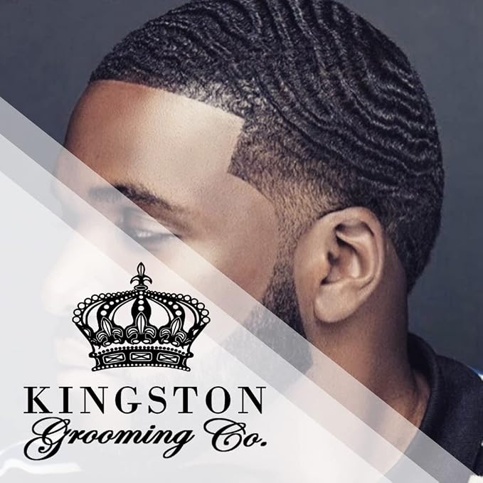 Kingston Grooming Co. Boar Bristle 360 Wave Brush for Men, Hair & Beard | Soft boar hair brush for beards, hair & 360 waves. Military palm style brush. Perfect for normal to thin hair with travel box