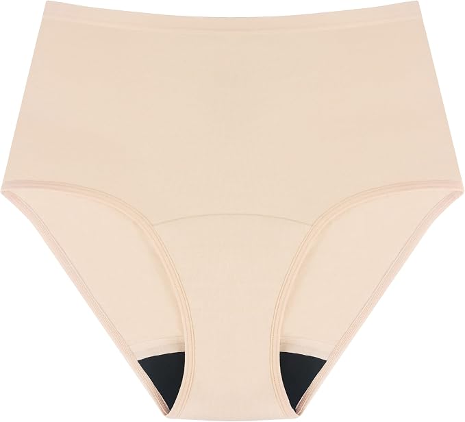 AIRCUTE Washable Urinary Incontinence Protective Underwear for Women Leak Proof Absorbent Reusable Panties 60ML 1 Pack (Beige, 4X-Large)
