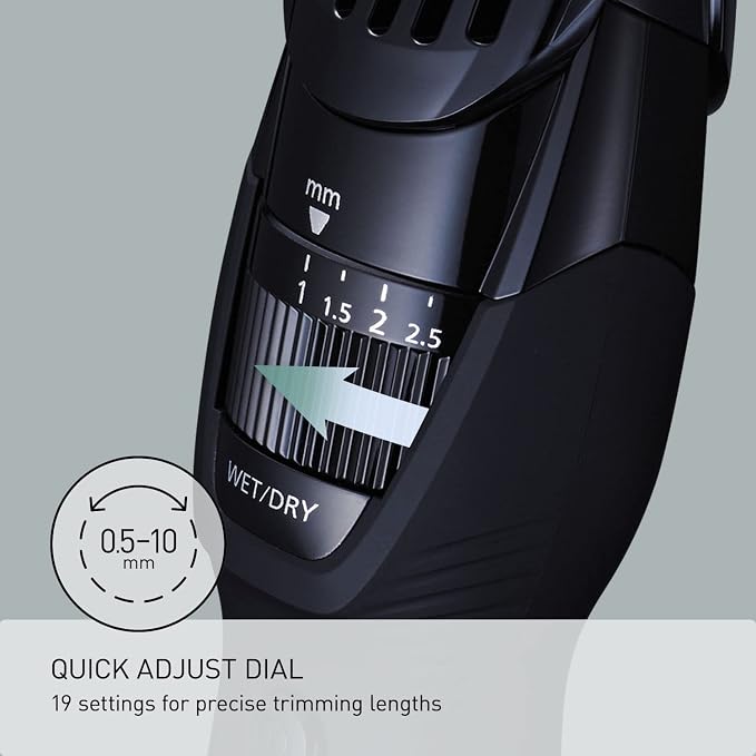 Panasonic Cordless Beard Trimmer for Men with Precision Dial,19 Adjustable Length Settings,Rechargeable Battery,Washable - ER-GB42-K (Black),(Pack of 3)