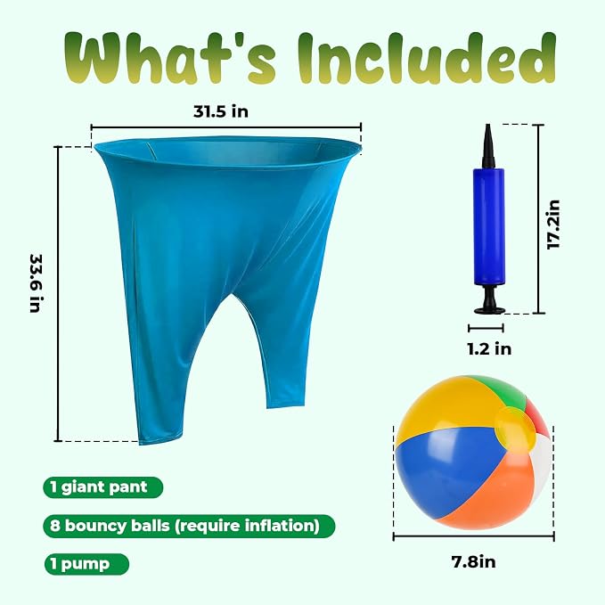 Granny Pants Yard Game, Granny Pants with Bouncy Balls & Pump, Giant Pants Outdoor Game & Big Pants Ball Catch Game, Granny Pants Game for Kids & Adults, Perfect for Family Reunion Games