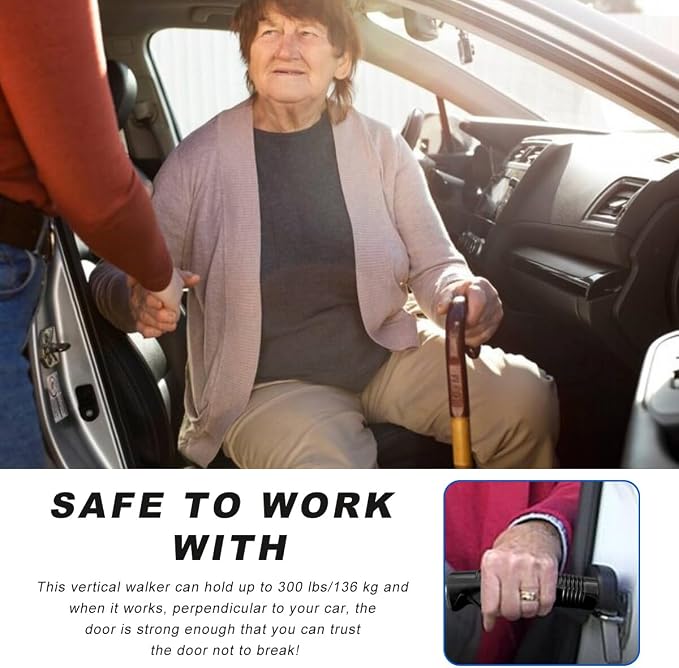 Car Door Handle for Elderly, Auto Cane Portable Vehicle Assist Support Handle Grab Bar, Multifunction Car Door Latch Bar Standing Mobility Aid for Seniors and Handicapped (Black)