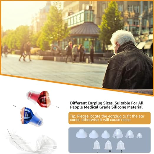 Hearing Aid Battery Operated Hearing Aids for Seniors CIC In the Ear | Ear Amplifier for Hearing Hearing Amplfier Affordable Sound Enhancer Blue (Left Ear)