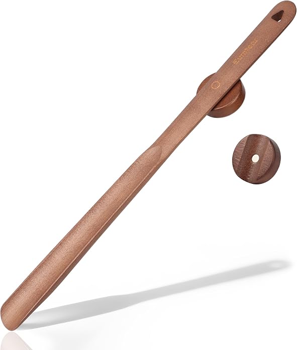 Shoe Horn Long Handle for Seniors 19.7" Extra Long Shoehorn Wooden for Men Women, with Magnetic Base Wall Mounted