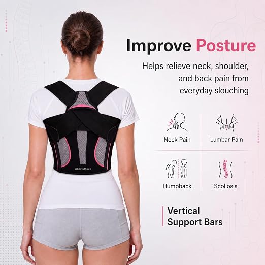 Posture Corrector for Women and Men, Breathable Upper Back Brace Posture Reminder, Adjustable Back Straightener with Underarm Comfort Straps, Shoulder Support Brace for Active Daily Wear