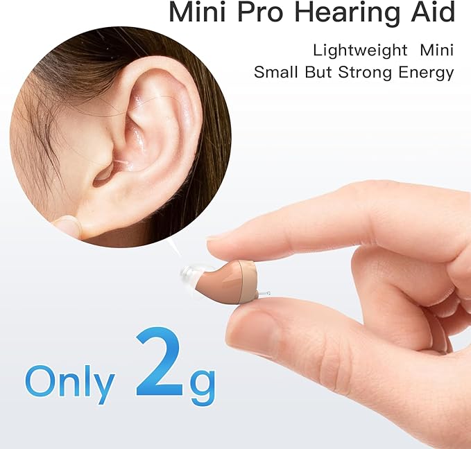 Hearing Aids (not Amplifiers), Rechargeable Hearing Aids for Seniors Invisible Hearing Aid with Noise Cancelling and Volume Control, OTC Digital Hearing Devices for Superior Sound Quality, Beige
