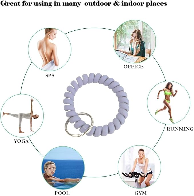 7 PCS Stretchable Spiral Coil Wrist Keychain