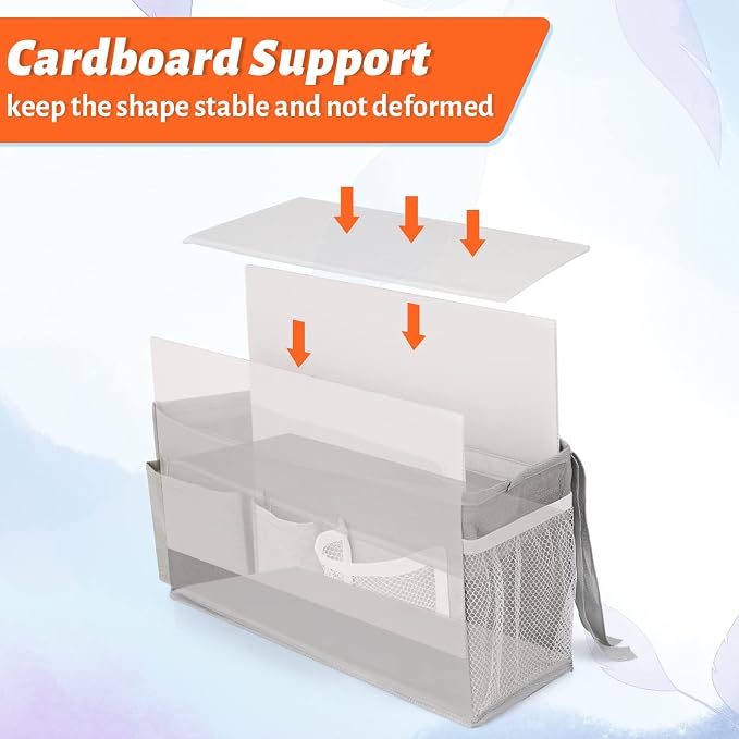 Bedside Caddy, Bedside Storage Bag Hanging Organizer for Bunk Dorm Bed Rail | Bed Caddy with Hooks, Top Bunks and Dorm Essentials for Water, Tissues, Tablets, Books, Phones, Remotes and Other Necessories