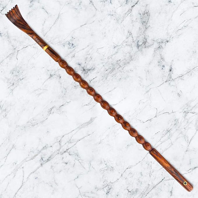 Tomorotec 100% Natural Bocote Wood Back Massager for Itching Relief, Long Sturdy Therapeutic Bamboo Back Scratchers, Body Relaxation Massager