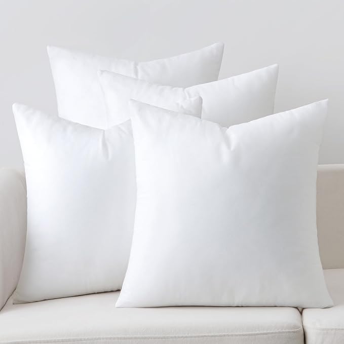 MIULEE Pillow Insert 18x18 Inch Set of 4 Decorative Throw Pillow Inserts | Premium Fluffy Pillow Forms Sham Stuffer for Sofa Couch Living Room
