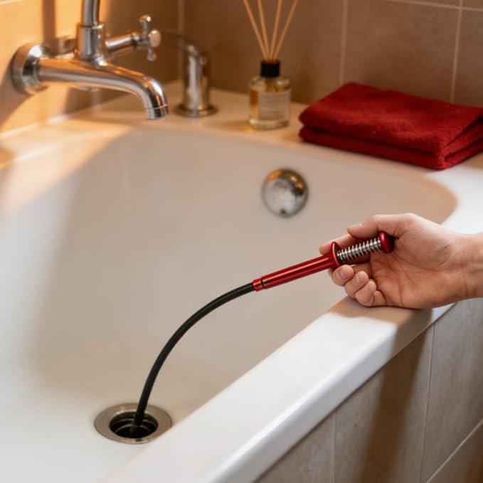 Flexible Grabber Tool, Magnetic 4-Claw Gripper (24", Red) | Mechanic Pickup Tool with Spring-Loaded Handle; for Automotive, Engine Bay, Bathroom, Kitchen, Sewers, Drain, Small Spaces