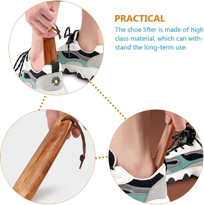 Wooden Shoe Horn for Seniors - Long Handle Shoehorn for Easy Wearing Portable and Convenient Accessory for Elderly and Adults 7.55 X 1.45 X 0.15 Inches