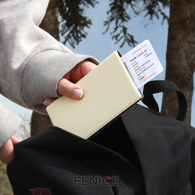 Fenice Classic Passport Cover Holder Wallet Case for Travel Essential RFID Blocking Vegan Leather Waterproof (YELLOW)