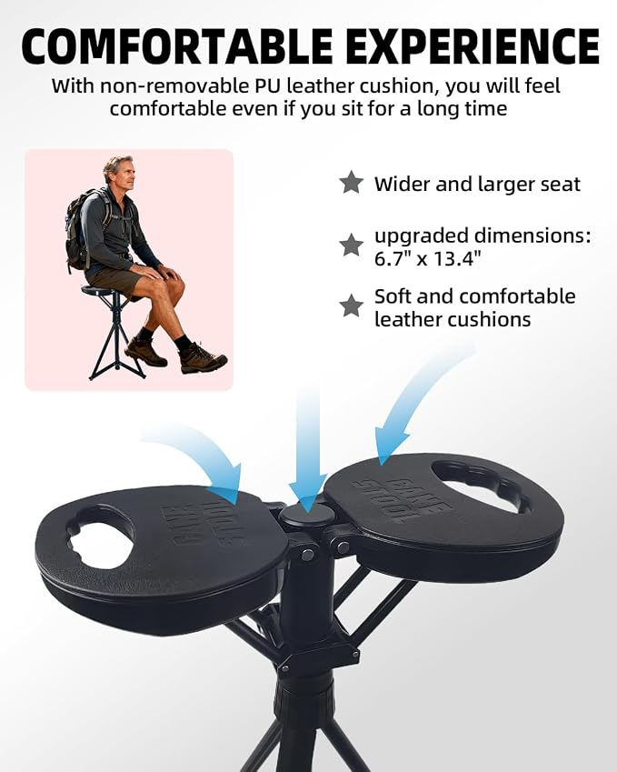 Portable Walking Cane with Seat, Adjustable 34"-37" Foldable Lightweight Aluminum Anti-Slip Walking Stick for Men & Women, 550 Lbs Cane with Chair for Travel Hiking with Carry Bag