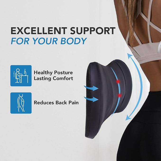 Lofty Aim Lumbar Support Pillow for Car, Car Seat Back Support for Driving | Memory Foam Car Lumbar Support for Driving Seat, Car Back Cushion, Adjustable Straps, Lower Back Pillow, PU Leather, Black