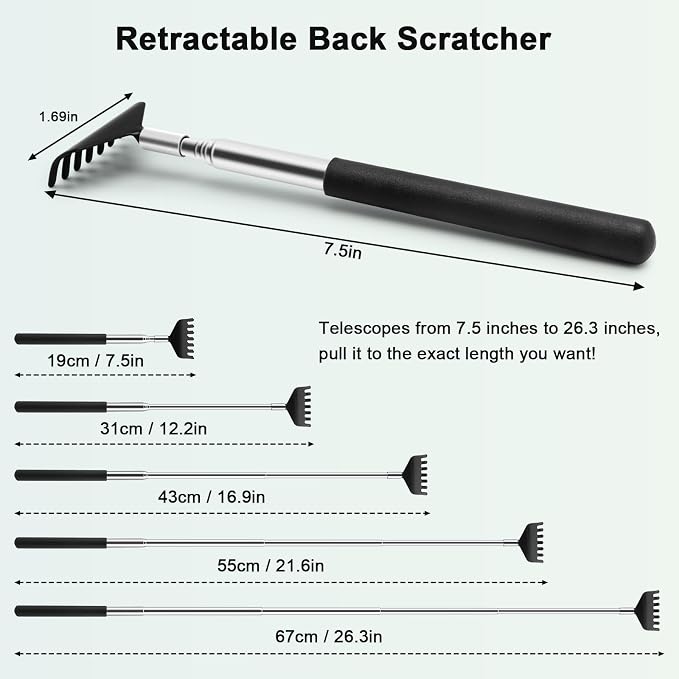 HOFASON Back Scratcher 6 Pack, Stocking Stuffers for Men Adults Women Teens | Christmas Small Bulk Gifts for Men Women Teens, White Elephant Gag Birthday Gifts, Party Favors Prizes for Adults (Black)