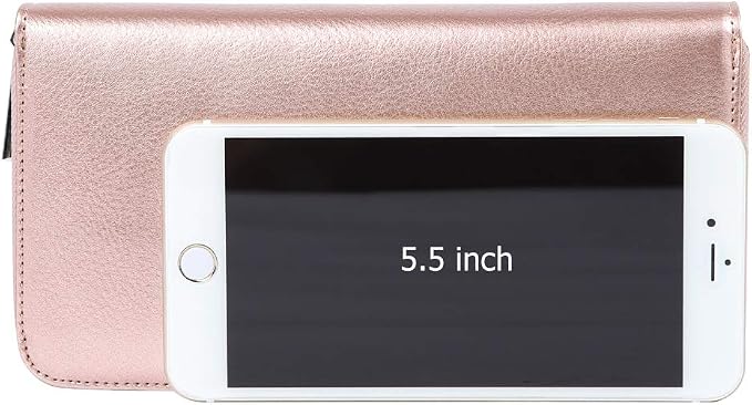 Women 36 Slots RFID Blocking Card Holder Large Long Leather Zipper Organizer Accordion Wallet,Rose Gold