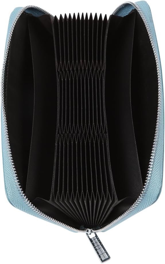 Women 36 Slots RFID Blocking Card Holder Large Long Leather Zipper Organizer Accordion Wallet,Sky Blue