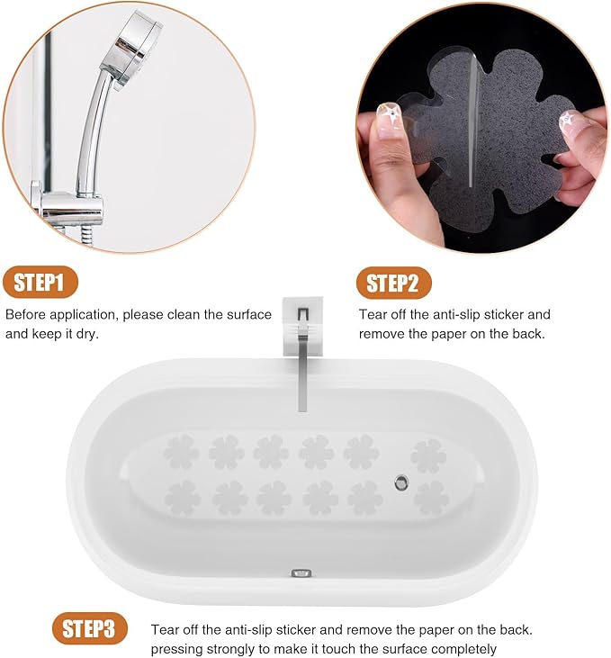 Original 24PCS Upgraded Gentle Bathtub Stickers Non-Slip, Safety Shower Treads Adhesive Appliques with Premium Scraper