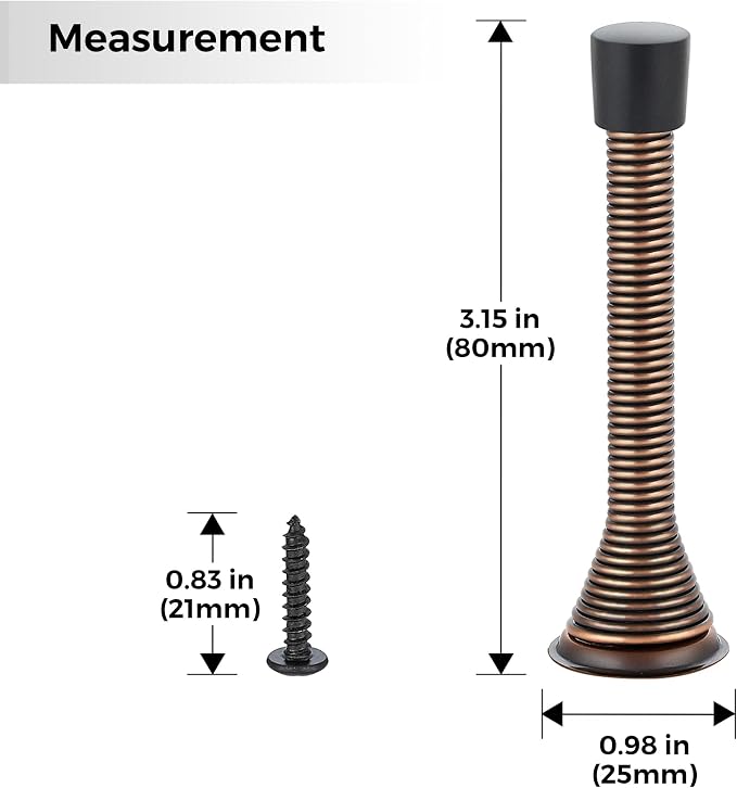Ravinte Door Stoppers, 6 Pack Spring Door Stops with Rubber Bumper, Oil Rubbed Bronze Door Stoppers for Bottom of Door
