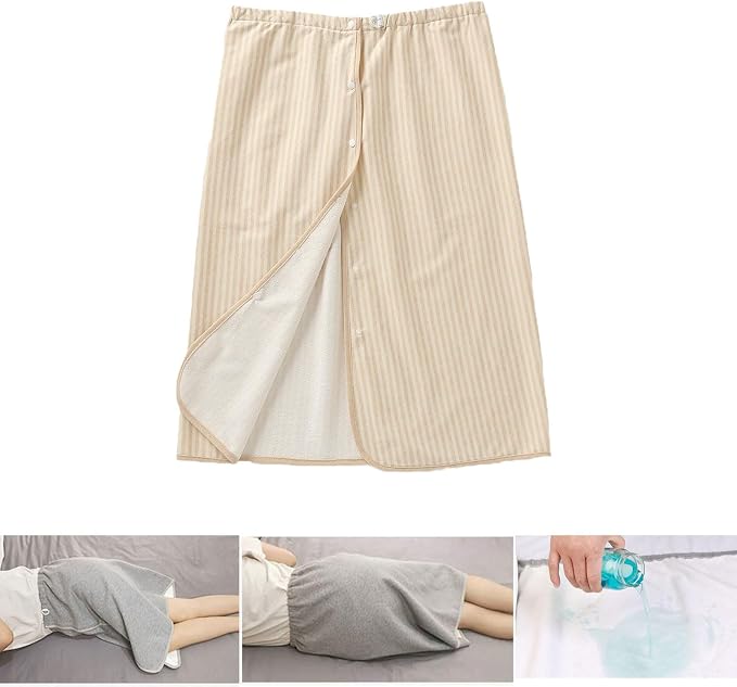 Yodilala Unisex Full Open Adult Diaper Skirt, Waterproof, Adjustable, Reusable Incontinence for Adults, Elderly, Children(Yellow,M)