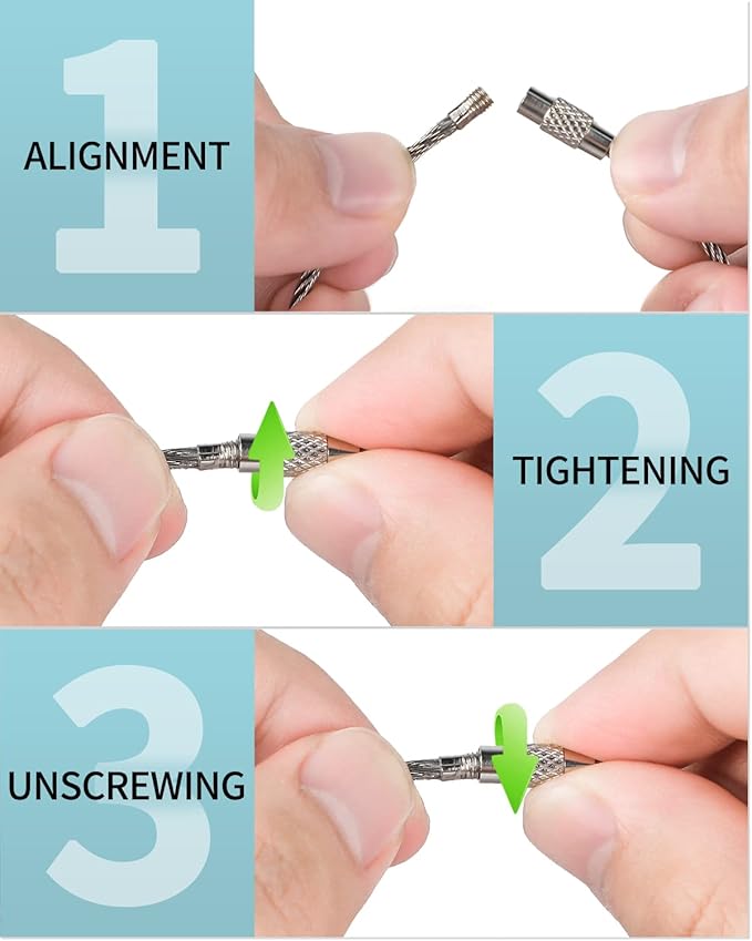 Pawfly 4"/6"/10" Wire Keychain Cable Key Ring Loop Holder 20/50/100Pcs | Large, Stainless Steel, Toughly Braided, Connectable, Corrosion Resistant, for Luggage Tag Kitchen Utensils