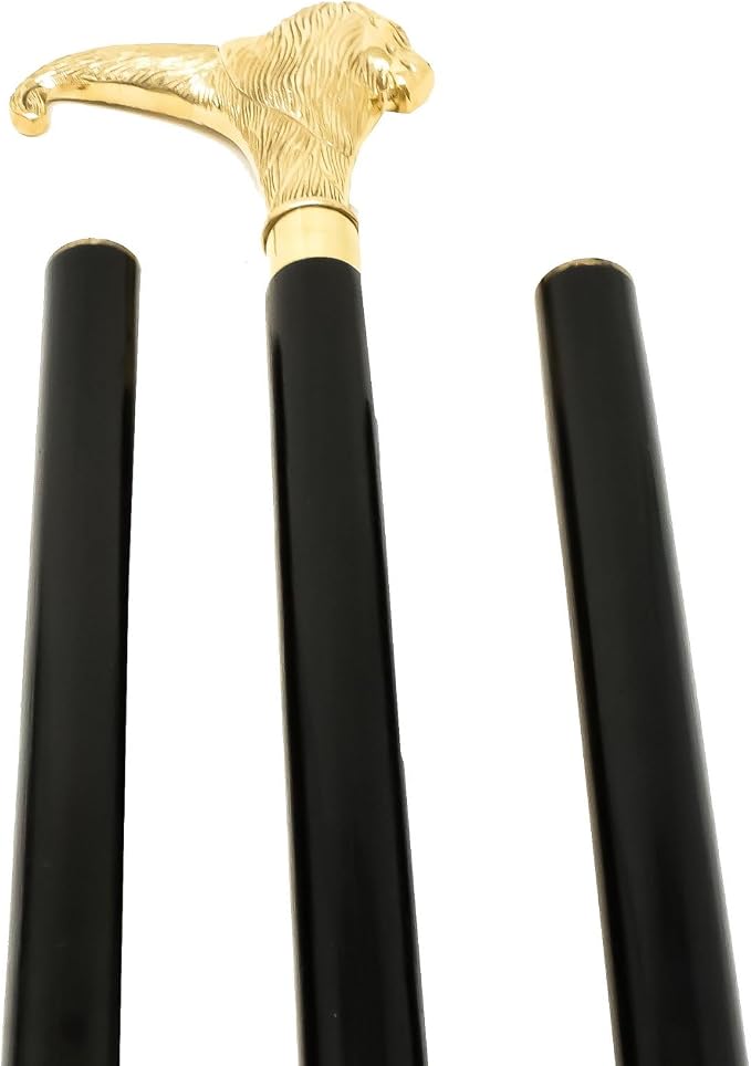 FYNJREX Walking Cane with Brass Handle - Lightweight Walking Stick - Canes for Men,Women and Seniors – Vintage Victorian Cane - Grandpa Gift