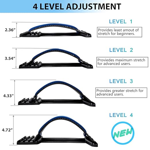 JUMPOW Back Stretcher for Lower Back Pain Relief, 4 Level Adjustable Lumbar Back Cracker Board for Scoliosis, Spine Decompression, Sciatica