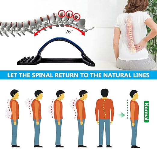 JUMPOW Back Stretcher for Lower Back Pain Relief, 4 Level Adjustable Lumbar Back Cracker Board for Scoliosis, Spine Decompression, Sciatica