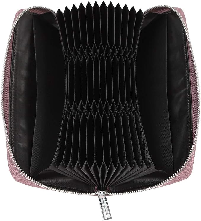Women 36 Slots RFID Blocking Card Holder Large Long Leather Zipper Organizer Accordion Wallet,Grey Purple