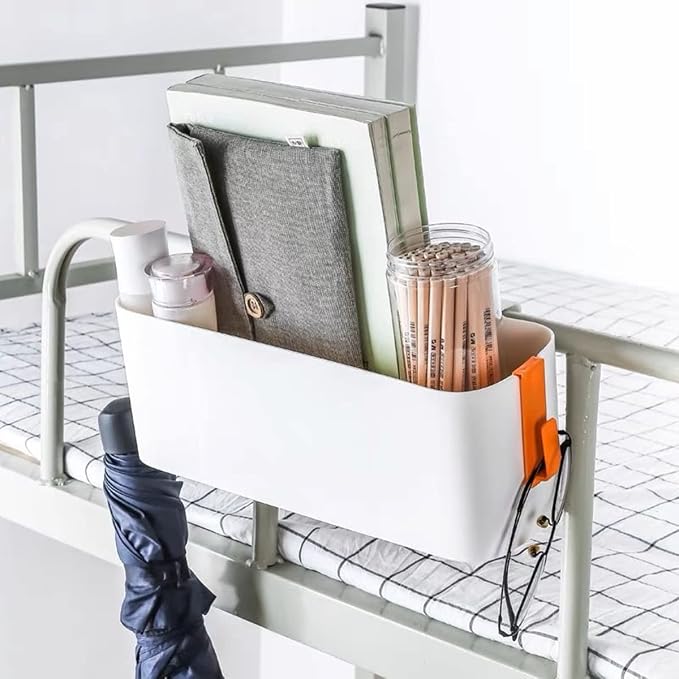 Bedside Storage Organizer Caddy Hanging Organizer Bunk Bed Shelf Holder Pocket for College Dorm Room Baby Bed Rails (Orange)