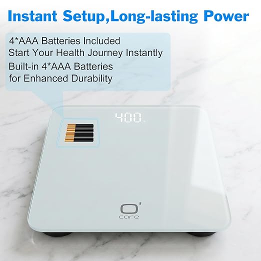 O'CARE Digital Bathroom Scale,Highly Accurate Body Weight Scale,Large Clear LED Display, Differential Display, Including 4*AAA Battery, Measures Weight up to 400LB
