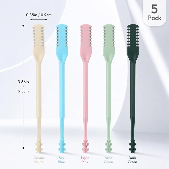 5PCS 2-in-1 Nose Hair Trimmer for Men & Women, Portable Double-Sided Manual Nasal Hair Cutter with 360° Rotating Stainless Steel Blades, Safe Nose Hair Remover for Home & Travel